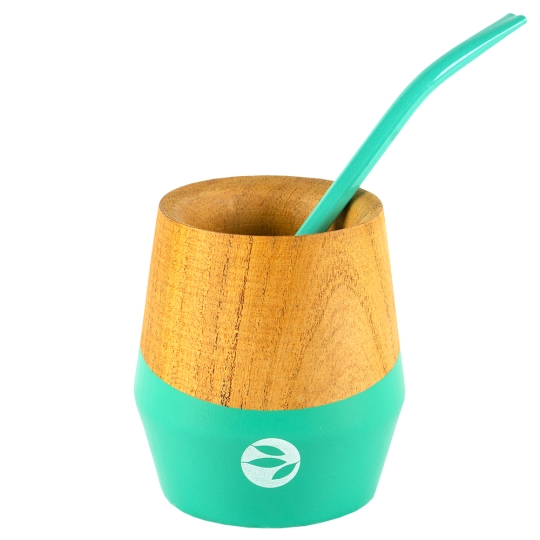 Kalebasse Mate-Becher mit Bombilla türkis