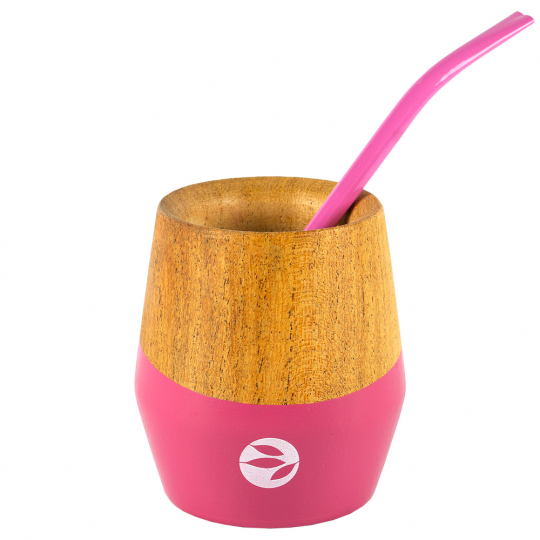 Kalebasse Mate-Becher mit Bombilla pink