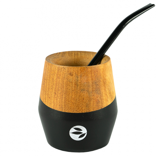 Calabash Mate cup with Bombilla black